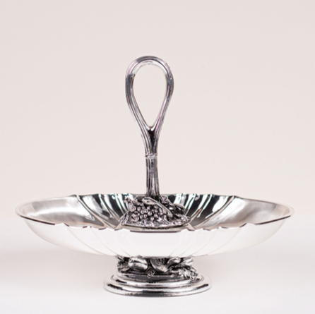 AR0078-Silver Plated Centre Piece With Ring Handle Main Image